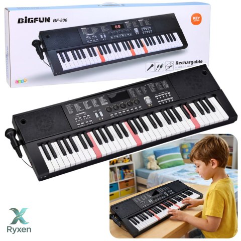 Keyboard Pianinko Elektryczne Z Mikrofonem 200 Brzmień 61 Klawiszy 78cm LEAN TOYS