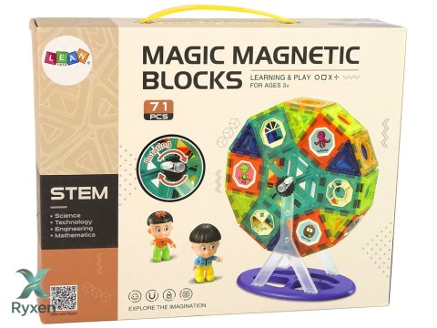 Klocki Magnetyczne Budowle 3D Diabelski Młyn Karuzela 71 Elementów LEAN TOYS