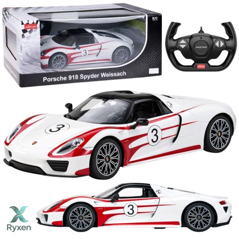 Auto Porsche 918 Spyder Performance Zdalnie Sterowane RC Białe Rastar 1:14 RASTAR