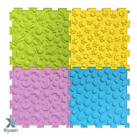 Ścieżka Sensoryczna Puzzle Kafelki Różne Struktury Kolory 24,5 cm 10 szt. LEAN TOYS