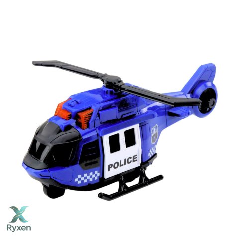 Zestaw Ciężarówka Policyjna Helikopter Auto Radiowóz Światła Dźwięki LEAN TOYS
