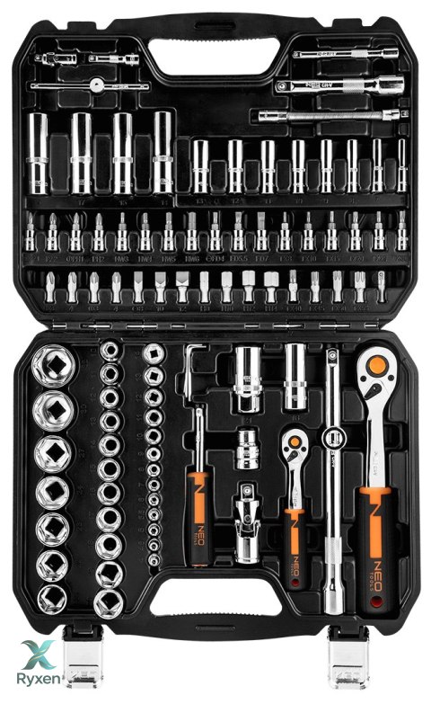 Zestaw kluczy nasadowych 1/2", 1/4", 94 szt., CrV NEO TOOLS