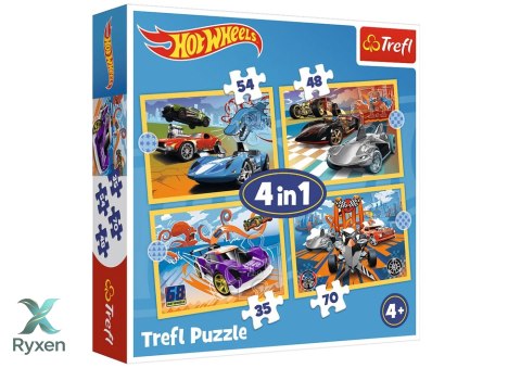 Puzzle - 4w1 (12, 15, 20, 24) - Pojazdy Hot Wheels - Trefl 34627 TREFL PUZZLE