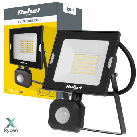 Reflektor LED naświetlacz Rebel 30W z sensorem ruchu i zmierzchu, 4000K, 230V Rebel