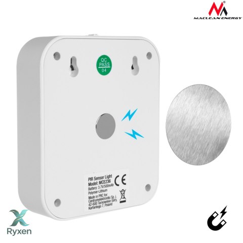 Lampa schodowa LED Maclean, z czujnikiem ruchu, temp. 4000K, 3.7V/500mAh, 4 LED, Zasięg 3-4m, MCE236 Maclean