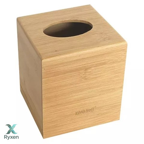Pojemnik na chusteczki, bambus 13.8x13.8x15.6 cm kinghoff KINGHoff