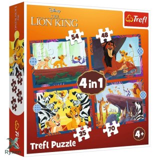 Puzzle - 4w1 (35, 48, 54, 70) - Odważny Król Lew - Disney - Trefl 34653 TREFL PUZZLE