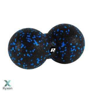 Duoball podwójna piłka do masażu 8cm, kolor czarno-niebieski, materiał EPP, REBEL ACTIVE Rebel