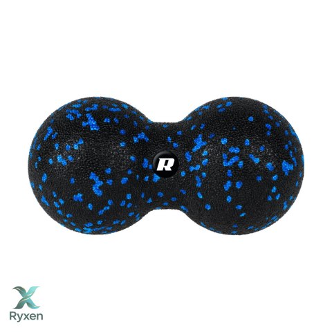 Duoball podwójna piłka do masażu 8cm, kolor czarno-niebieski, materiał EPP, REBEL ACTIVE Rebel