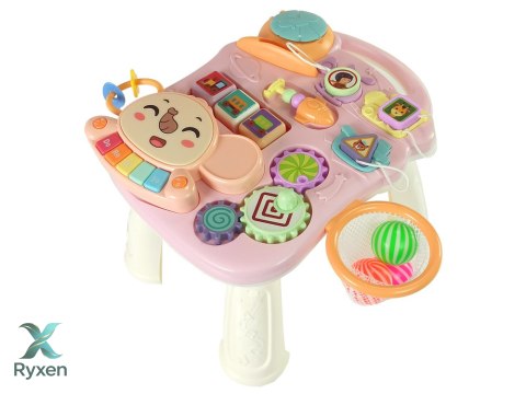 Interaktywny Pchacz, Chodzik Stolik 2w1 Różowy LEAN TOYS