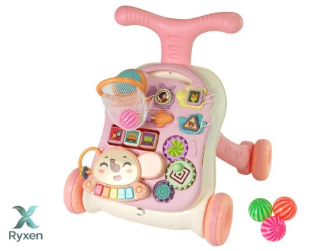 Interaktywny Pchacz, Chodzik Stolik 2w1 Różowy LEAN TOYS