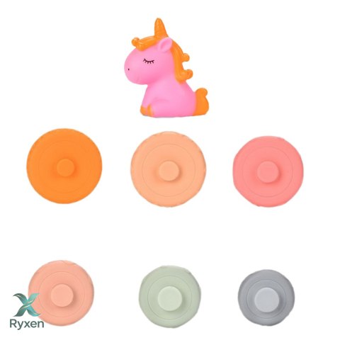 Piramidka Wieża Dla Malucha Gumowe Miękkie Klocki Jednorożec LEAN TOYS