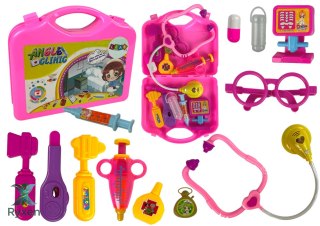 Zestaw Małego Lekarza Walizka Różowa Stetoskop LEAN TOYS