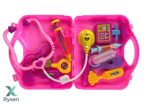 Zestaw Małego Lekarza Walizka Różowa Stetoskop LEAN TOYS