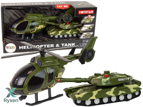 Zestaw Militarny Czołg Napęd Frykcyjny Helikopter LEAN TOYS