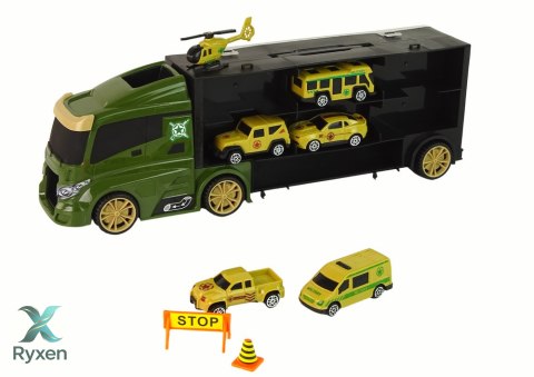 Zestaw Militarny Wojskowy Auto Ciężarówka Resoraki Walizka Na Auta LEAN TOYS
