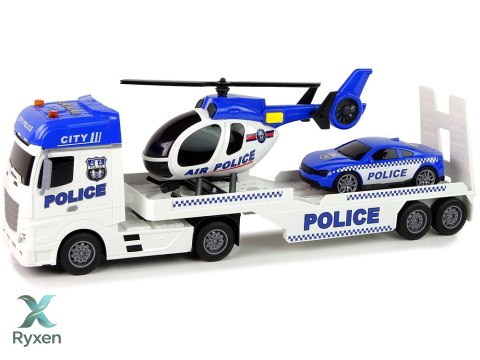 Zestaw Policja Laweta Ciężarówka Autko Helikopter Dźwięk Światła LEAN TOYS