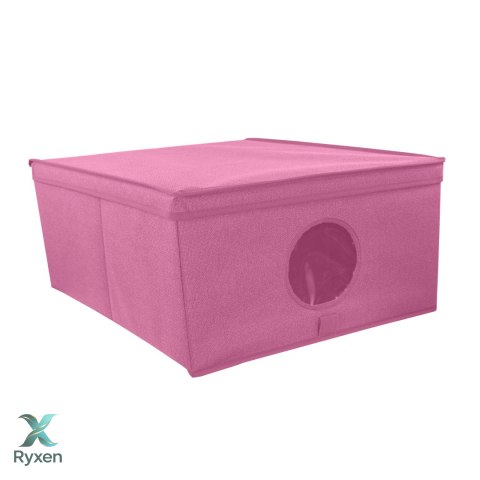 BLOSSOM różowy organizer do szafy z pokrywą oraz oknem 48x36x19cm Kamai Ordinett