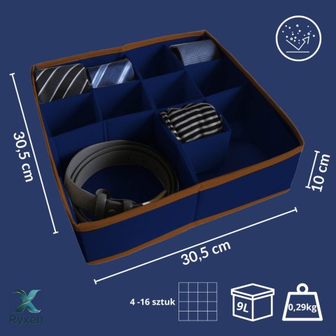 BLUE niebieski organizer do szuflady 11 przegród 30,5x30,5x10cm Kamai Ordinett