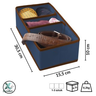 BLUE niebieski organizer do szuflady 3 przegrody 30,5x15,5x10cm Kamai Ordinett