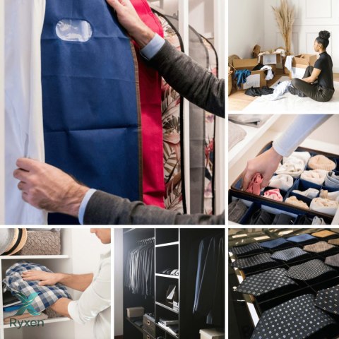BLUE niebieski organizer na płaszcz 65x135cm Kamai Ordinett