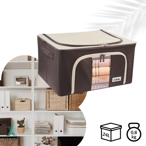 Brązowy organizer Kamai Gio Style z utwardzonymi ściankami, bocznymi uchwytami i okienkiem, pojemność 24L Kamai Ordinett