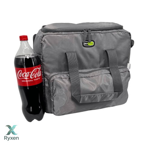 Torba termiczna Kamai Gio Style na ramię, pastelowy szary, z kieszeniami i rączką do noszenia, pojemność 33L Giostyle