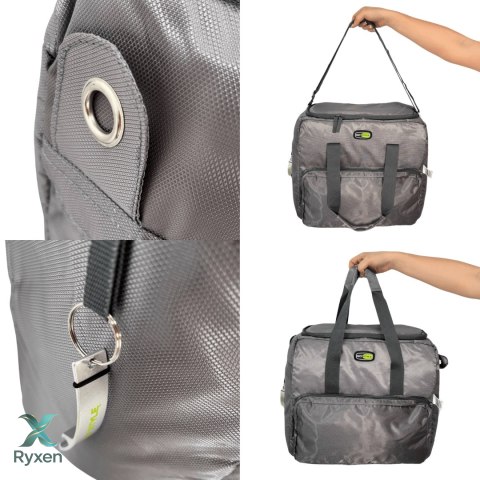 Torba termiczna Kamai Gio Style na ramię, pastelowy szary, z kieszeniami i rączką do noszenia, pojemność 33L Giostyle
