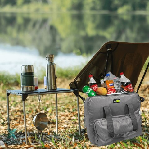 Torba termiczna Kamai Gio Style na ramię, pastelowy szary, z kieszeniami i rączką do noszenia, pojemność 33L Giostyle