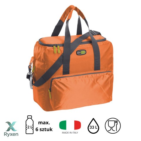 Torba termiczna Kamai Gio Style na ramię, pomarańczowa, z kieszeniami i rączką do noszenia, pojemność 33L Giostyle