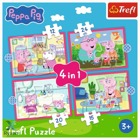 Puzzle - 4w1 (12, 15, 20, 24) - Peppa uwielbia przygody - Świnka Peppa - Trefl 34672 TREFL PUZZLE