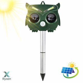 Solarny Odstraszacz Zwierząt Sowa Czujnik Ruchu Ultradźwięki Diody LED LEAN