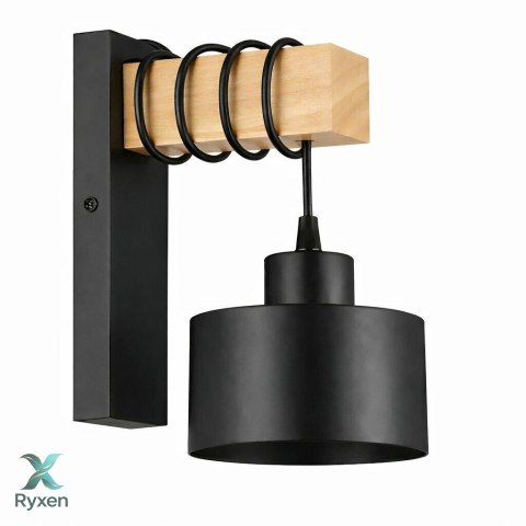 ZD192 Lampa ścienna drewno czarna ATL