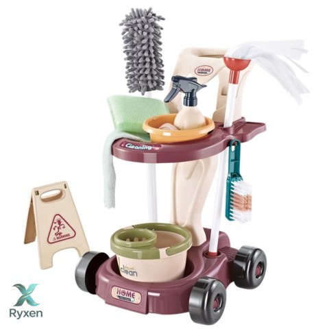 Zestaw Do Sprzątania Dla Dzieci Wózek Mop Wiadro Odkurzacz 26 el. LEAN TOYS