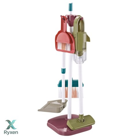 Zestaw Do Sprzątania Dla Dzieci Wózek Mop Wiadro Odkurzacz 26 el. LEAN TOYS