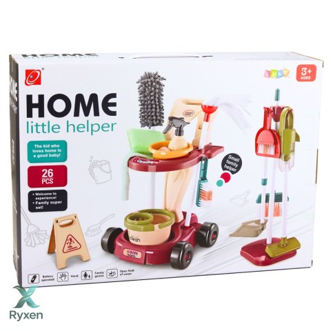 Zestaw Do Sprzątania Dla Dzieci Wózek Mop Wiadro Odkurzacz 26 el. LEAN TOYS