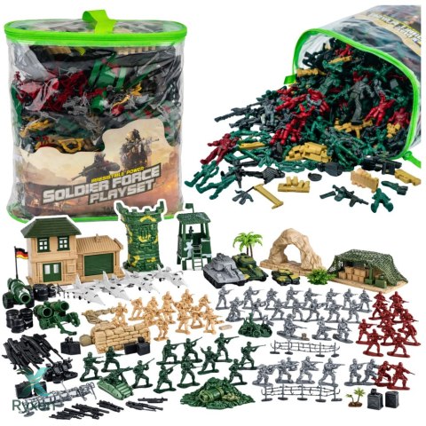 Baza Wojskowa Figurki Żołnierzyki Pojazdy Duży Zestaw Militarny 300 el. LEAN TOYS