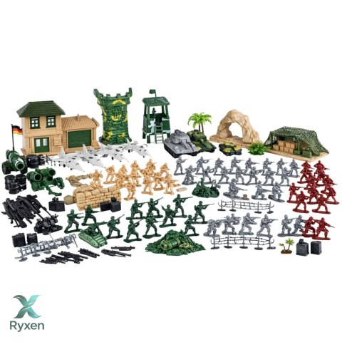 Baza Wojskowa Figurki Żołnierzyki Pojazdy Duży Zestaw Militarny 300 el. LEAN TOYS