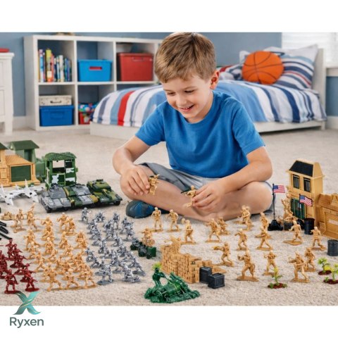 Baza Wojskowa Figurki Żołnierzyki Pojazdy Duży Zestaw Militarny 300 el. LEAN TOYS