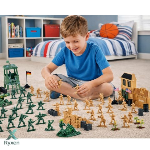 Baza Wojskowa Figurki Żołnierzyki Pojazdy Duży Zestaw Militarny 400 el. LEAN TOYS