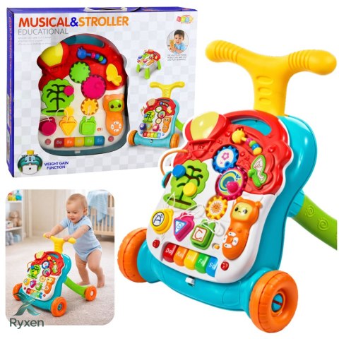 Chodzik Pchacz Edukacyjny Stolik Panel Interaktywny 5w1 Wielokolorowy LEAN TOYS
