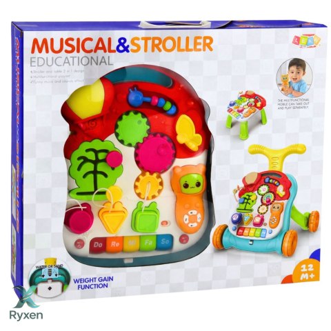 Chodzik Pchacz Edukacyjny Stolik Panel Interaktywny 5w1 Wielokolorowy LEAN TOYS