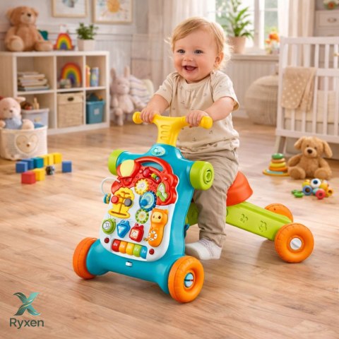 Chodzik Pchacz Hulajnoga Stolik Edukacyjny Panel Interaktywny 5w1 Kolorowy LEAN TOYS