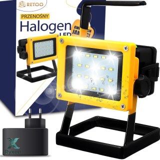 Halogen led roboczy budowlany akumulatorowy 30w przenośny mocny jasny kabel RTO