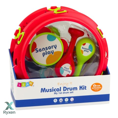 Instrumenty Muzyczne Dla Dzieci Bębenek Grzechotki Tamburyn Kastaniety LEAN TOYS