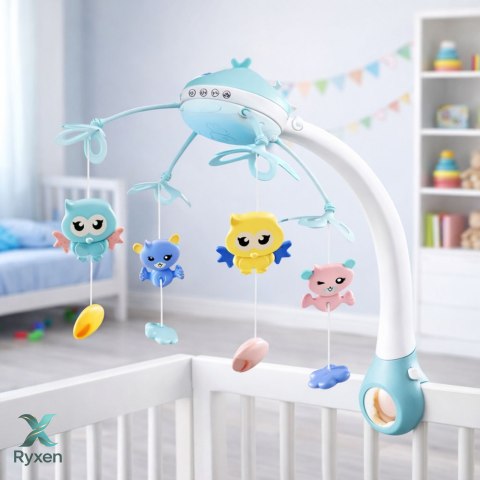 Karuzela Do Łóżeczka Projektor 2w1 Melodie Odgłosy Zwierząt Pilot Różowa LEAN TOYS
