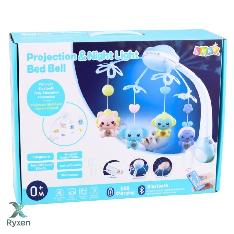 Karuzela Do Łóżeczka Projektor 2w1 Melodie Odgłosy Zwierząt Pilot Różowa LEAN TOYS