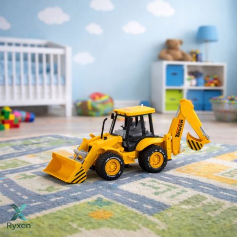 Koparka Budowlana Ładowarka Spychacz Napęd Światła Dźwięki Żółta LEAN TOYS