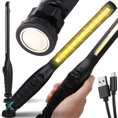 Lampa warsztatowa latarka robocza akumulatorowa led cob 8w korpus obrotowy RTO