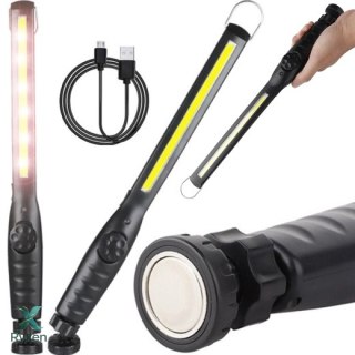 Lampa warsztatowa latarka robocza akumulatorowa led cob 8w korpus obrotowy RTO